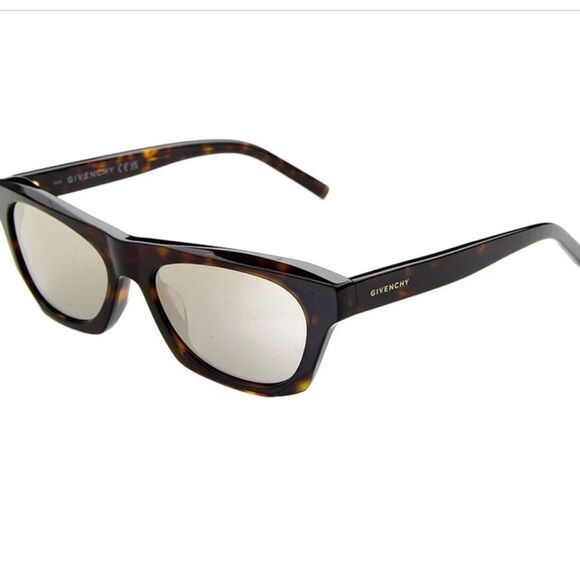 Givenchy GV40026U Square Sunglasses brown tortoise frame mirrored lenses unisex